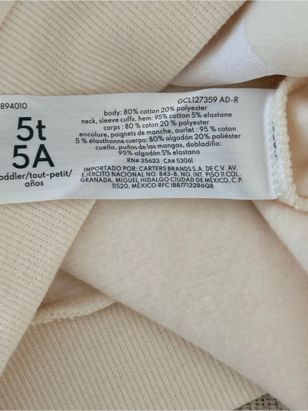 Carter’s Girls 5T Cream Silver Snowflake Sequin Sweatshirt Holiday NWT